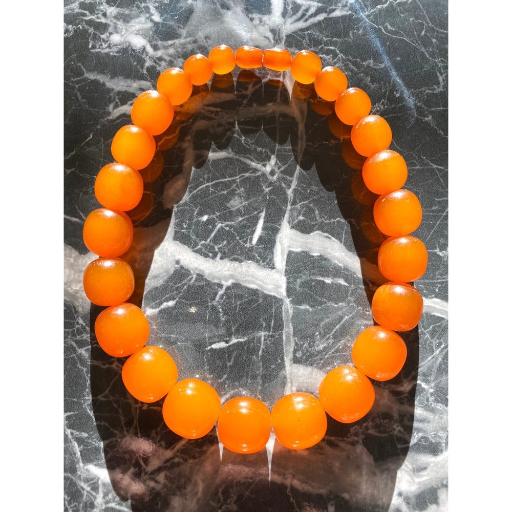 Antique Baltic Genuine Amber Round Beads Necklace.